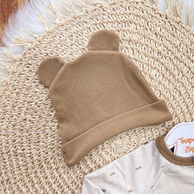 Macacão Ursinho e Gorro Orelhinha - Marrom Claro